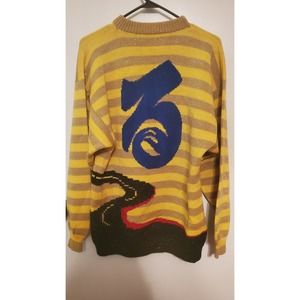 Vintage 1980s Kansai International yellow/gold sweater art to wear